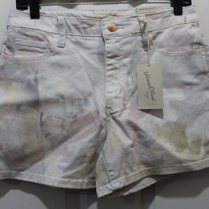 Universal Thread Women's High Rise Jean midi Shorts White Floral NWT